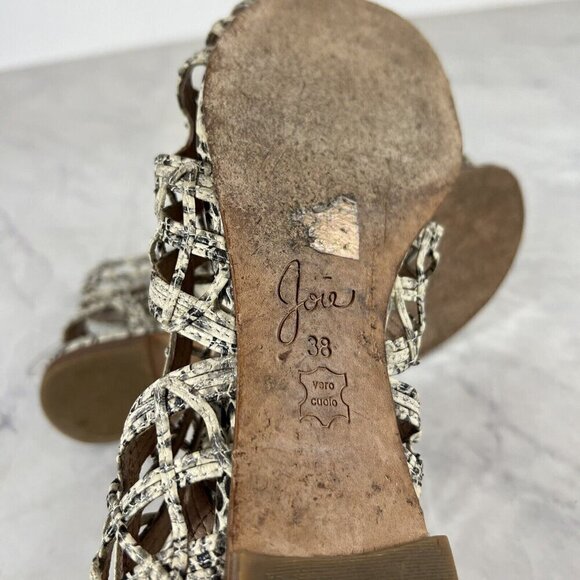 Joie Renee Sandals 8 Womens Leather Caged Animal Print Lace Up Flat Open Toe 38 - Picture 9 of 9